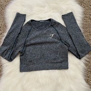 GYMSHARK Vital Seamless Crop Top, Dark Blue size Small